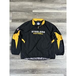 Reebok NFL Pittsburgh Steelers Pullover 1/4 Zip Windbreaker Jacket - Mens Medium